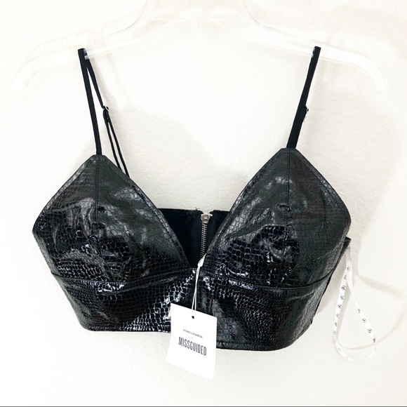 Missguided Other - NWT Missguided Croc Faux Leather Bralette Black 6
